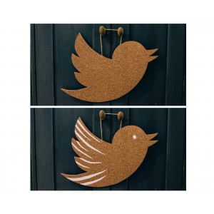 "Twitter Bird" Cork Memo Notice Board message home office wall pinboard, 7 pins   252355553166